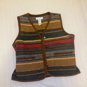 Jones New York Brown and Blue Striped Vest